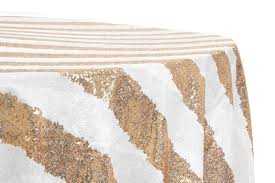 Stripe Glitz Sequin 120 Round Tablecloth Gold White 120 Round Tablecloth Round Tablecloth Table Cloth