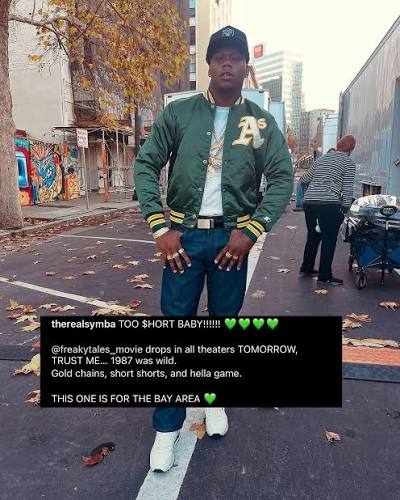 Symba reppin' the Bay in a major way, portraying Too $hort in the new movie  'Freaky Tales' out tomorrow 🏆