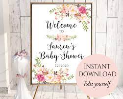 Welcome To Baby Shower Baby Shower Welcome Sign Template Etsy Bridal Shower Welcome Sign Bridal Shower Banner Bridal Shower Signs