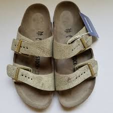 Birkenstock Arizona Washed Metallic Rose Gold Birkenstock Arizona Washed Cream 36 On Mercari Gold Leather Sandals Birkenstock Leather Sandals