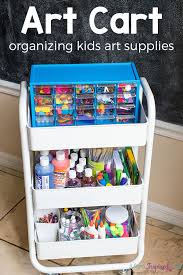 Art supply carts are a superior way to keep supplies of all kinds organized, as they have multiple compartments, drawers and shelves. Organizing Kids Art Supplies