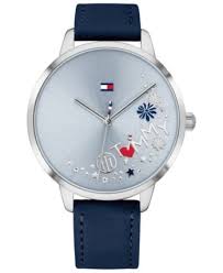 Tommy Hilfiger Women S Blue Leather Strap Watch 38mm Created For Macy S Blue Tommy Hilfiger Watches Leather Straps Tommy Hilfiger Women