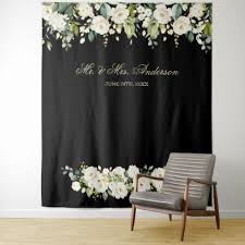 Black And White Photo Booth Backdrop White Flowers Wedding Black Photo Booth Backdrop Zazzle Com With Images White Wedding Flowers Photo Booth Backdrop Booth Backdrops