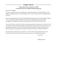 Best Maintenance Janitorial Cover Letter Examples Livecareer Cover Letter Example Cover Letter For Resume Letter Example