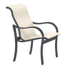 This aluminum patio furniture, with its clean lines and ergonomically correct comfort and add a taste of paradise to your backyard! Tropitone Shoreline Sling Dining Chair Pool Furniture Supply