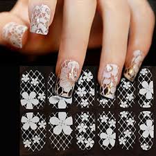 Choose one diagonal end of the nail to paint flowers and this can be drawn with the help of toothpicks. 16 Pcs 3d Nail Stickers Lace Stickers Nail Art Manicure Pedicure Flower Fashion Daily Pvc Polyvinyl Chloride 04943941 Buy Online In Burkina Faso At Burkinafaso Desertcart Com Productid 83206877