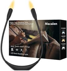 Macalen Led Book Light Amber Neck Reading Light Book Lights For Reading In Bed Rechargeable Reading Lamp Eye Protection Lightweight Portable Reading Light For Knitting Mending Crafts Amazon Com