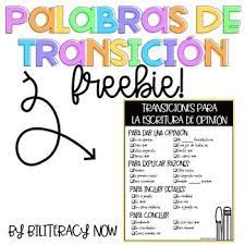 Change from one form, state, style, or place to another. Freebie Palabras De Transicion Spanish Transition Words For Opinion Writing Transition Words Spanish Transition Words Transition Words And Phrases