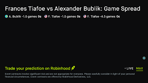 July 4, 2026: Frances Tiafoe vs Alexander Bublik: Game Spread Tennis Prediction Market