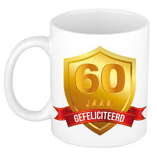 Gouden Wapen 60 Jaar Mok Beker Verjaardag Jubileum Cadeau 60 Jaar Getrouwd Huwelijksjubileum Partyshopper Leeftijd Feestartikelen Winkel