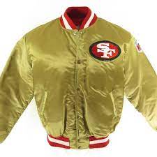 Vintage 80s Sf 49ers Starter Satin Jacket Mens L Nfl Football Gold San Francisco The Clothing Vault Vintage Sports Clothing Satin Jackets 49ers Jacket