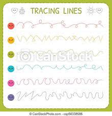 A stylus has two ends, each a different size. Tracing Lines Basic Writing Worksheet For Kids Working Pages For Children Trace The Pattern Preschool Or Kindergarten Canstock