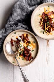 Evenly top individual servings with remaining this recipe for potato soup includes bacon, onion, ham, sour cream, cheddar cheese, green. Baked Potato Soup Cooking With Cocktail Rings