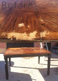 In this instance, the panel joints influence how refined the space feels. Dining Room Table Makeover Refinishing A Wood Veneer Table Stacy Risenmay