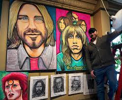 The Bushwakker LOCAL ARTS WALL for March features DUSTIN RITTER! He has  been the Art Facilitator at Ranch Ehrlo and Paper Crane Community Art  Center since 2020. In that time he has