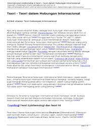 Institut diplomasi dan hubungan luar negeri (idfr) lokasi kekosongan: International Relationship Teori Teori Dalam Hubungan Internasional