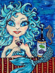 Mermaid at the Wine Bar Art Print