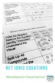 Use The Free Or Paid Version Of This Net Ionic Equations Worksheet It Has A Strong Visual Aspect Chemistry Worksheets High School Chemistry Chemistry Journals
