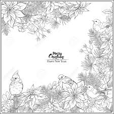 You can now print this beautiful birds decorating christmas tree coloring page or color online for free. Christmas Wreath Of Spruce Pine Poinsettia And Winter Birds Coloring Page For The Adult Coloring Book Outline Hand Drawing Vector Illustration Royalty Free Cliparts Vectors And Stock Illustration Image 132651880