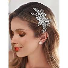Amazon.com : Kercisbeauty Handmade Wedding Crystal Hair Combs with Pearls  for Brides Rustic Wedding Hair Accessories for Women Bridal  Headpiece(Silver) : Beauty & Personal Care