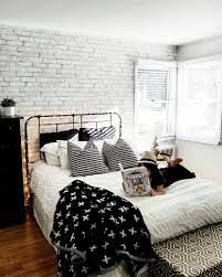 Loft White Brick Peel And Stick Temporary Wallpaper By Wallpops In A Master Bedroom Brick Wall Bedroom Brick Wallpaper Bedroom Brick Bedroom
