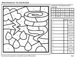 Stats on this coloring page. Binary Numbers Color By Code Coloring Pages Weather By Whooperswan