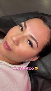 The shaping vs. the tattoo 😍 #browtattoo #powderbrows #ombrebrows #br...