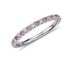 Riviera Pave Pink Sapphire And Diamond Ring In 14k White Gold 1 5mm Blue Nile Pink Diamond Pink Sapphire Ring Diamond Wedding Bands