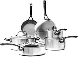 New Greenpan Napa Stainless Steel Ceramic Nonstick Cookware Pots And Pans Set 10 Piece Gray Top Ra Pots And Pans Sets Ceramic Nonstick Cookware Cookware Set