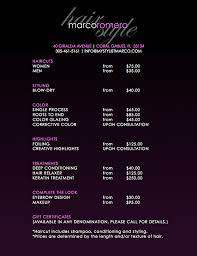 Dbmedia Create Something Amazing Salons Salon Price List Spa Menu