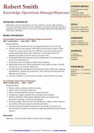 They facilitate the success of each relevant department, planning activity, tweaking processes, managing inventory, and ensuring compliance with best practices. Knowledge Operations Manager Resume Samples Air Force Resume Template Insymbio