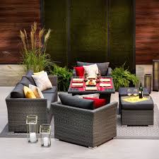 Shop Allen Roth Prescott 6 Piece Wicker Conversation Set At Lowe 39 S Canada Lowes Patio Furniture Patio Furniture Layout Patio Furniture Conversation Sets
