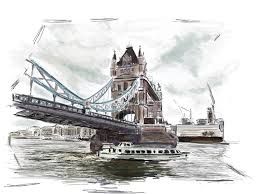 Now we come closer to the towers. Thames Walk Drawing Tower Bridge Limited Edition 1 Of 1 New Media By Richard Liley Saatchi Art