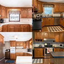 And i think when and if we update, when we are ready to sell, we might try staining the cabinets a dark chocolate to match the living room floors, or just go ahead and paint them, but for now we are happy with the changes we made… Pin On 36 Kitchen Update