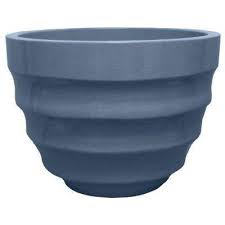 This resin planter has a very realistic barrel appearance, making it extremely aesthetically pleasing. Athena 12 In Round Dusty Blue Resin Planter Resin Planters Planter Pots Decorative Planters