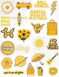 Sticker Set Yellow Seni Buku Buku Gambar Stiker