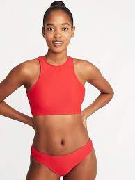 Old Navy Women S Textured High Neck Swim Top Vermilion Red Size Xxl High Neck Swim Top High Neck Bikinis High Neck Swim