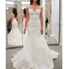 Appliques Cap Sleeves Mermaid Wedding Dress Wedding Dresses Wedding Dress Cap Sleeves Online Wedding Dress