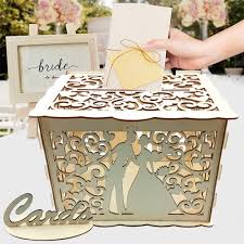 As your guests begin to settle for the wedding breakfast or evening breakfast, they are going to want to find a safe place to put their card and gifts to the happy couple. Hollow Wedding Card Boxes Wooden Wedding Envelope Gift Card Box Hollow Floral Pattern Invitation Card Diy Box Wedding Supplies Wedding Card Boxes Aliexpress