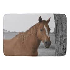 Black And Brown Horse Brown Horse W Black And White Background Bathroom Mat Zazzle Com Black And White Background Brown Horse White Background