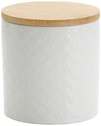 Generating a preview image of your customized product. Canisters Jars Home Garden Pfaltzgraff Small White Geo Diamond Canister With Bamboo Lid