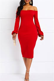 Long Sleeve Knee Length Plain Pullover Women S Bodycon Dress Women Bodycon Dress Bodycon Dress Red Dress