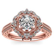 Our collection of 14 karat rose gold settings features a range of gorgeous styles. Vintage Halo Diamond Engagement Ring In Rose Gold