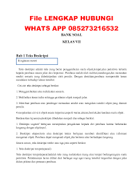 Semoga ini dapat membantu anda semua. Doc Bank Soal Kelas Vii Bab 1 Teks Deskripsi Desry Silaban Academia Edu