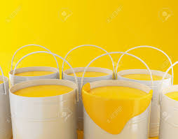 Download 3d Renderer Illustration Full Paint Buckets On Yellow Background Stock Photo Picture And Royalty Free Image Image 124329281 PSD Mockup Templates