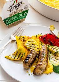 Cheesy Polenta With Grilled Sausages And Summer Vegetables Recipe Summer Vegetable Recipes Pork Sausage Recipes Slow Cooker Recipes Pork