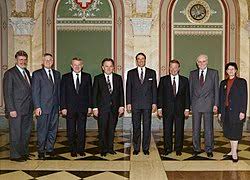 Das bundesratsfoto 2021 zeigt die sieben bundesrätinnen und bundesräte sowie den bundeskanzler als einheit. Bundesratsfoto Wikipedia