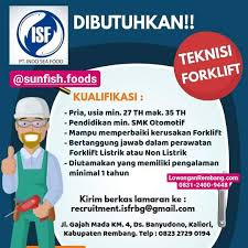 Lamaran pabrik sepatu rembang / heboh pelamar kerja berkerumun di purwakarta, lanjut. Lowongan Kerja Teknisi Forklift Pt Indo Sea Food Desa Banyudono Kecamatan Kaliori Kabupaten Rembang Lowongan Rembang