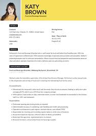 Hospitality general manager curriculum vitae cv template for. 22 Food Beverage Attendant Resume Samples Free