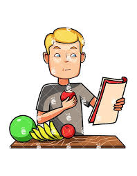 Man Eating An Apple While Reading Cartoon Vector Clipart Friendlystock Fruit Picture Fruit Print Fashion New Fruit